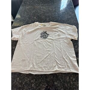 Gallery Dept Skeletal Hand Globe Graphic T-Shirt Cream Distressed Mens Large